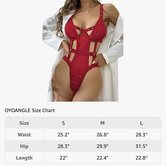 NWOT Women's Cut Out Teddy Lingerie Underwire Strappy One Piece V Neck Bodysuit - Picture 4 of 5